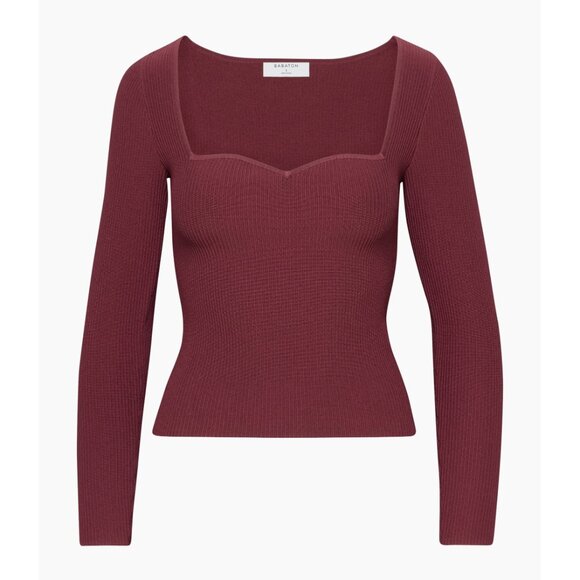 Last Chance! New Aritzia Sculpt Knit Sweetheart Sweater Grapevine Red Small $98 - Picture 1 of 7